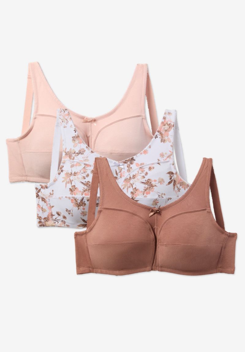 Women's 3-Pack Wireless Light Support Cotton Bra