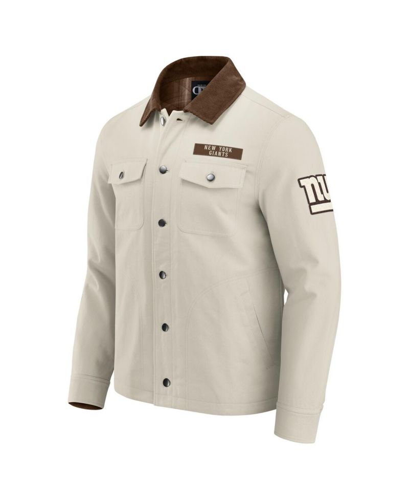 Men's NFL x Darius Rucker Collection by Tan New York Giants Midweight Canvas Full-Button Jacket