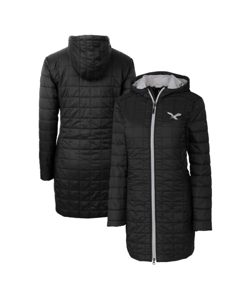 Women's Black Philadelphia Eagles Gridiron Classics Logo Rainier PrimaLoft Eco Insulated Hooded Long Coat