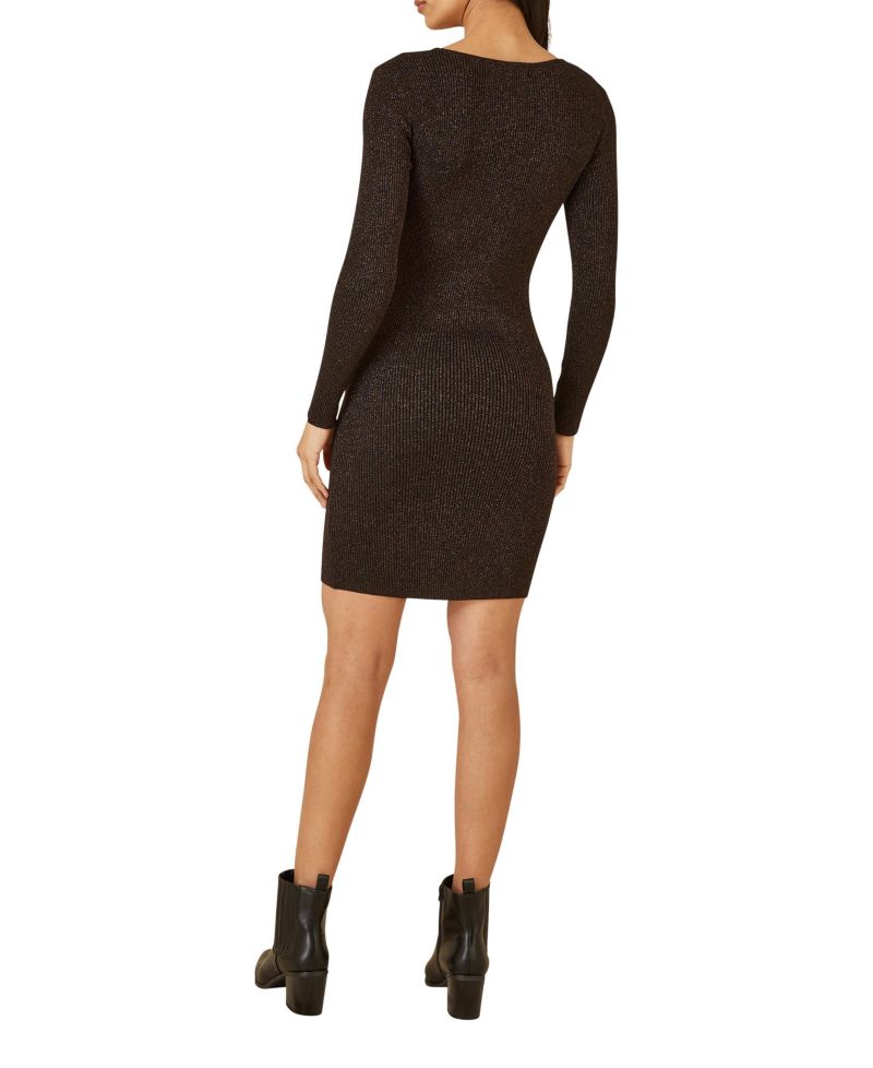 Women's Metallic Fitted Military Knit Dress