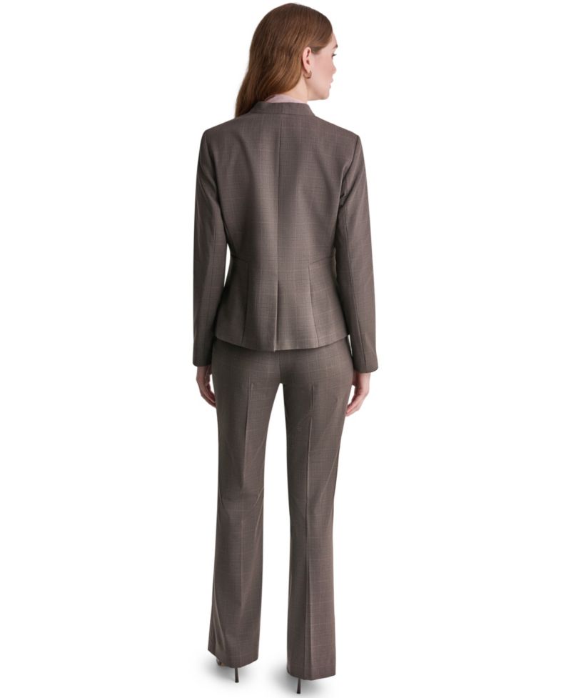 Women's Plaid Shoulder-Padding Blazer