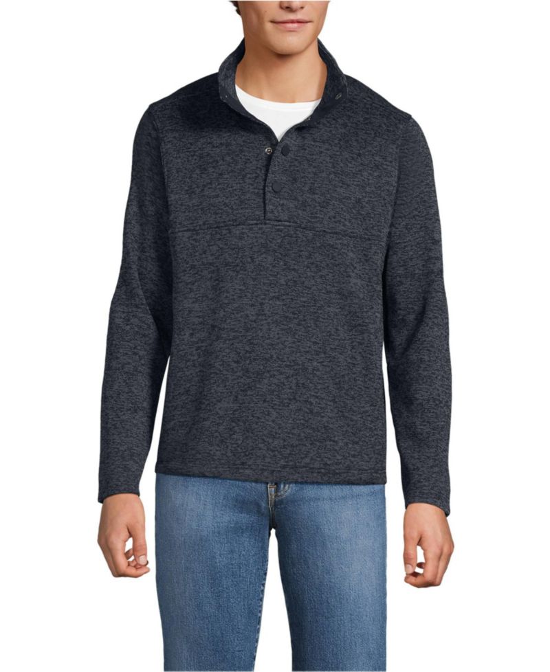 Men's Sweater Fleece Snap Neck Pullover Jacket