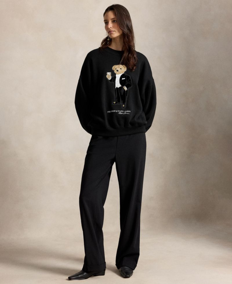 Women's Martini Polo Bear Fleece Relaxed-Fit Crewneck Sweatshirt