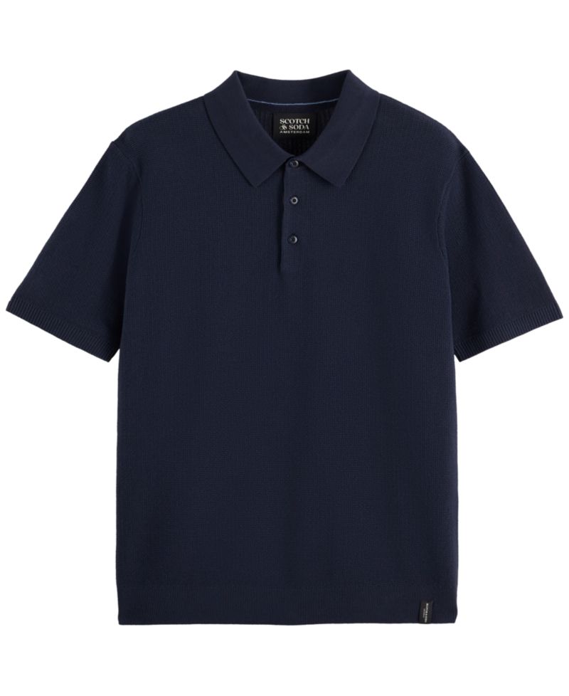 Men's Structured Knitted Short-Sleeve Polo Shirt