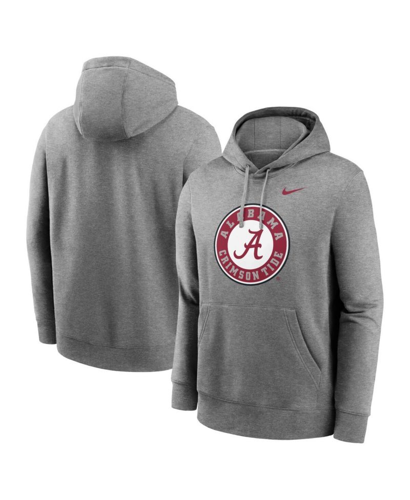 Men's Heather Gray Alabama Crimson Tide Primetime Alternate Logo Club Fleece Pullover Hoodie