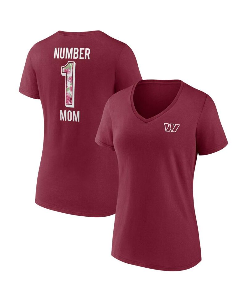Women's Burgundy Washington Commanders Team Mother's Day V-Neck T-shirt