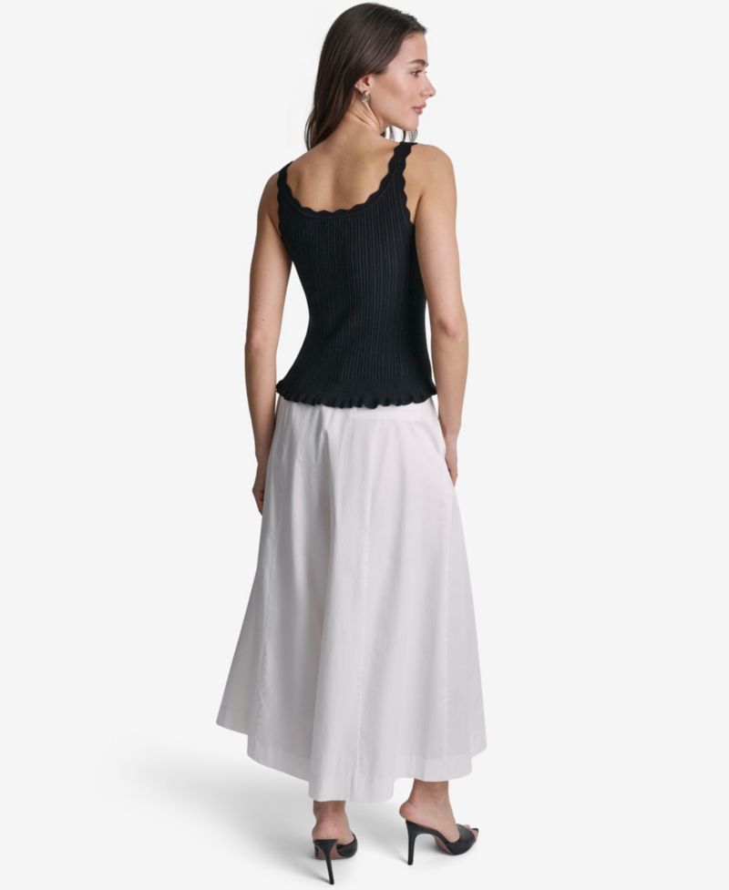 Women's Ribbed Button-Front Scoop Neck Tank Top