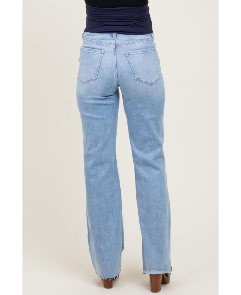 Maternity Light Blue 90'S Vintage Super High Rise Flare Maternity Jeans