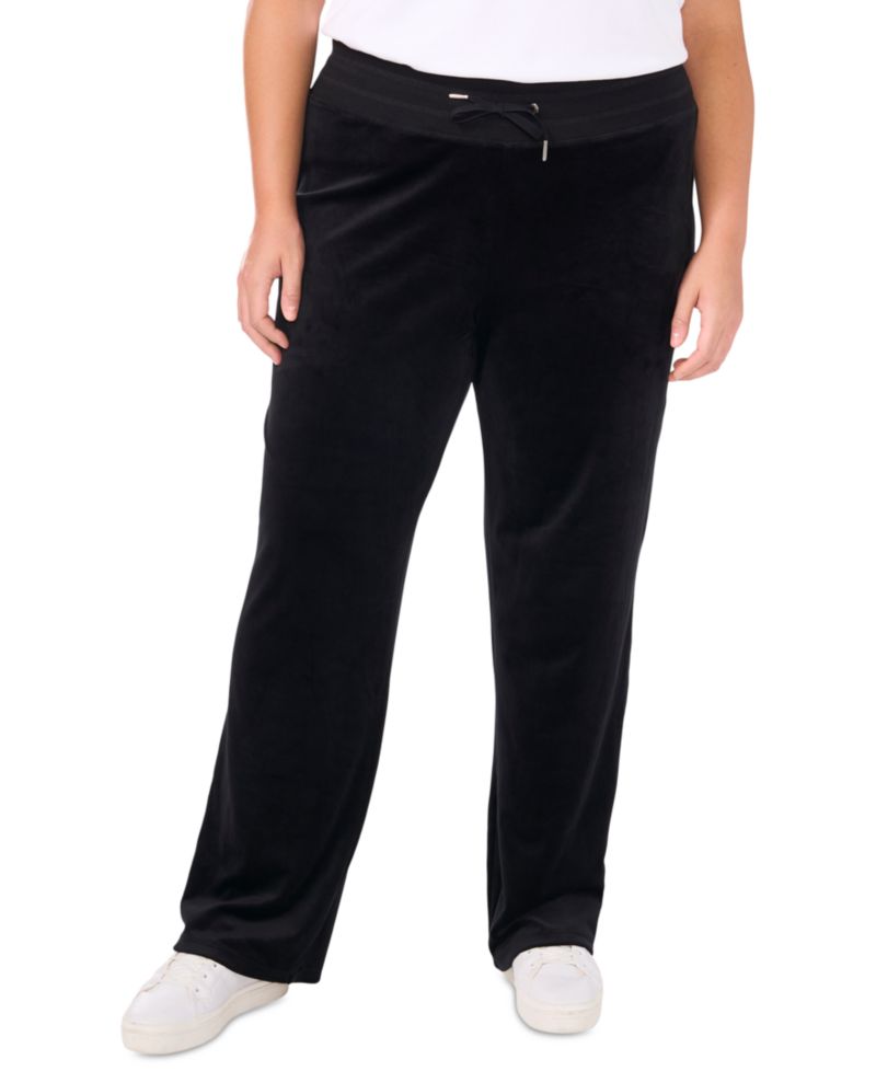 Plus Size Velour Drawstring-Waist Straight-Leg Pants
