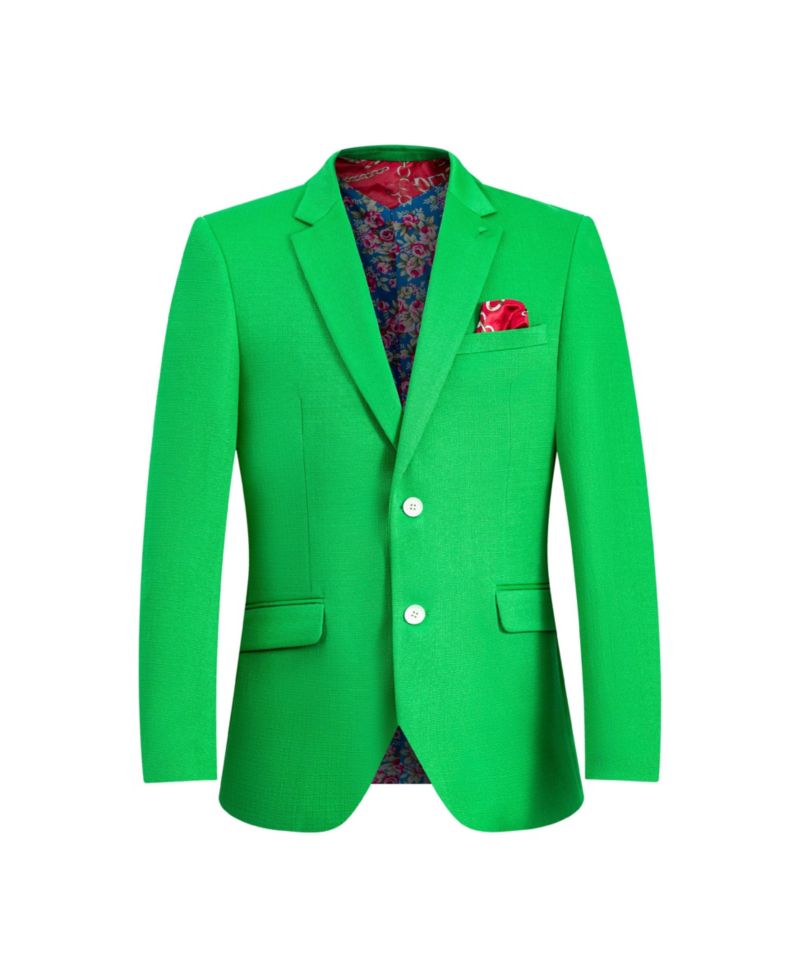 Boys Green Slim Fit Clasic Blazer