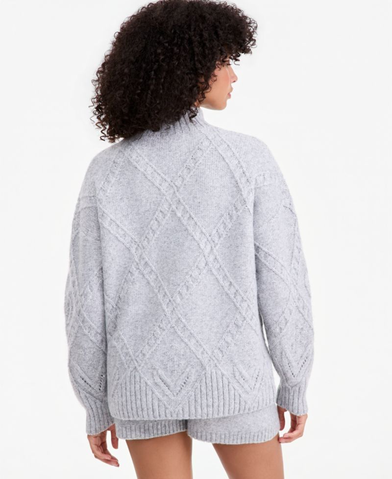 Women's Cable-Knit Mock Neck Sweater