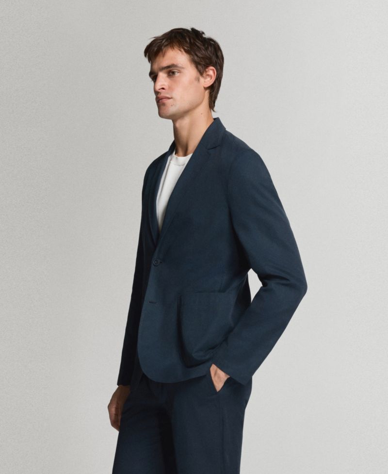 Men's Slim-Fit Linen-Lyocell Blend Suit Blazer