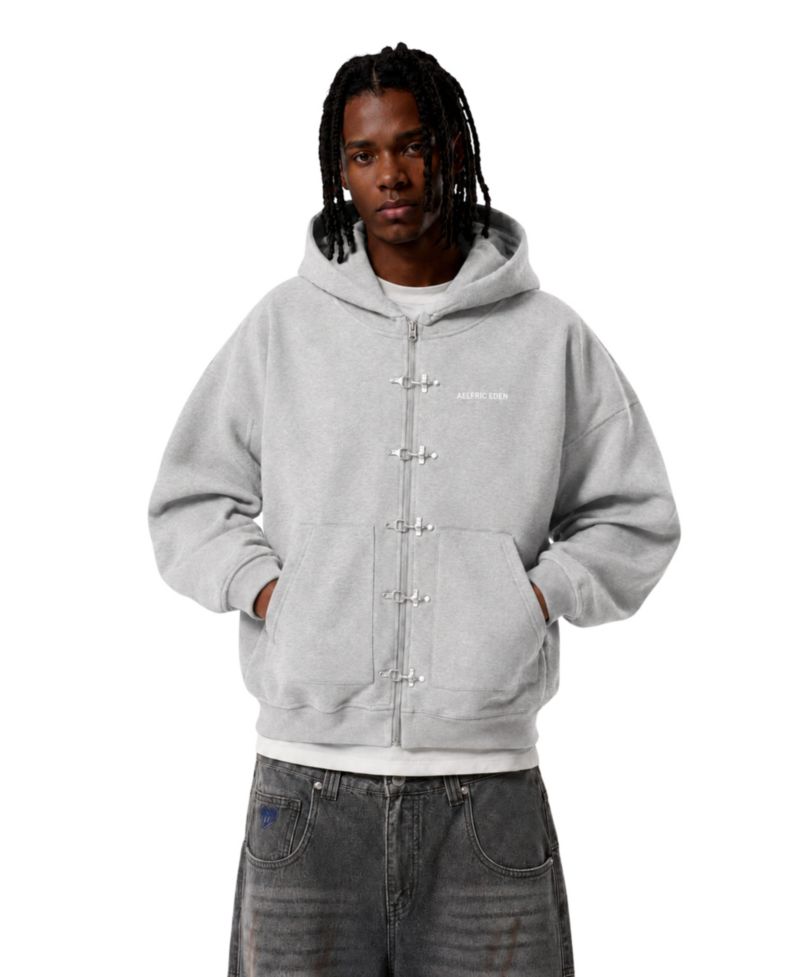 Men's Boxy Metal Toggle Zip Up Hoodie