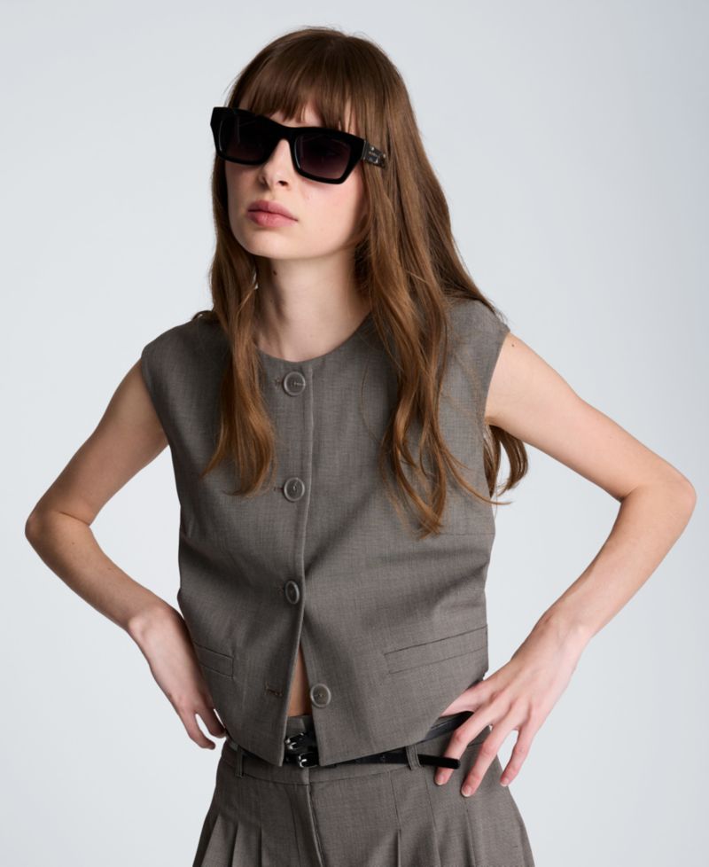 Women's Cropped Four Button Vest