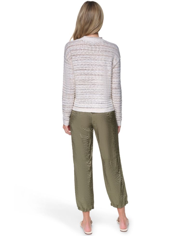 Women's Cotton-Blend Crewneck Drop Shoulder Sweater