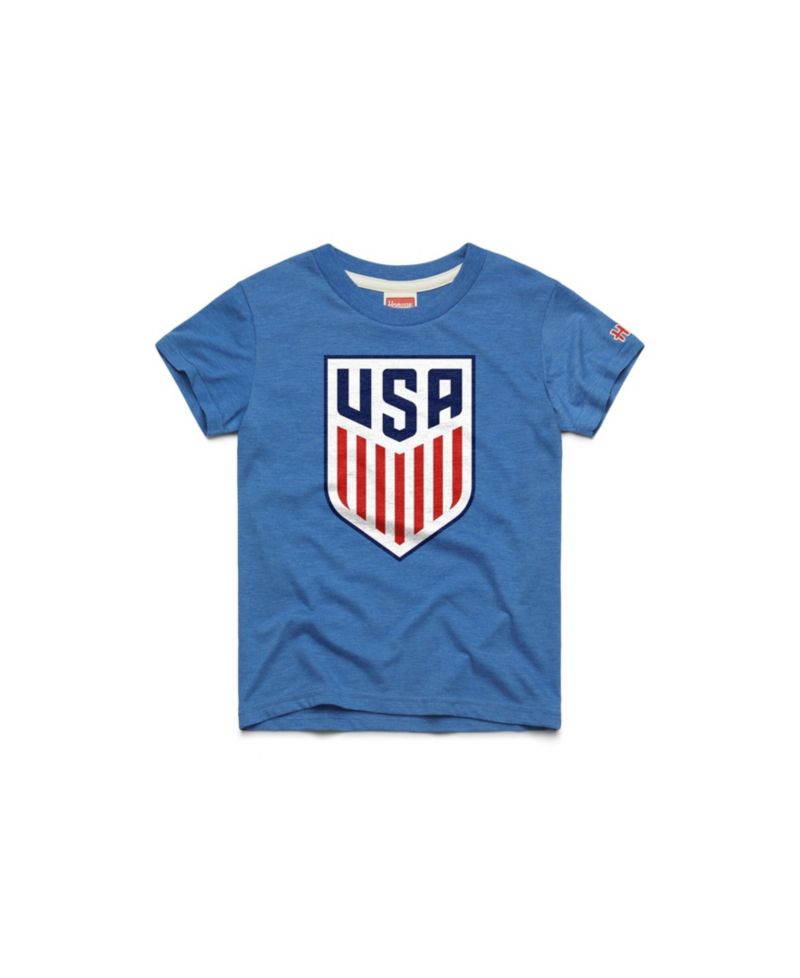 Big Boys and Girls Royal USMNT Crest Tri-Blend T-Shirt