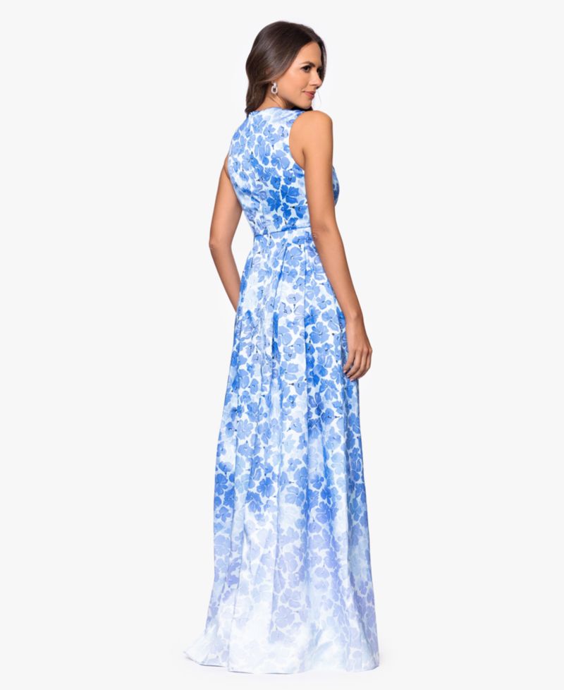 Women's Floral Printed V-Neck Gown