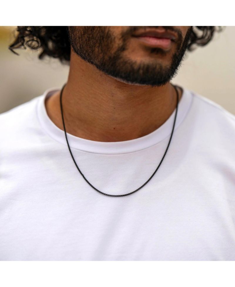 Men's Box Chain Necklace, 14K Gold Plated