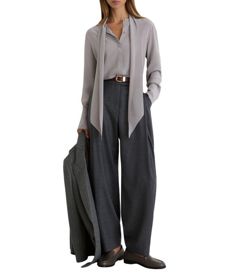 Women's Kathlyn Long-Sleeve Tie-Neck Silk Blouse