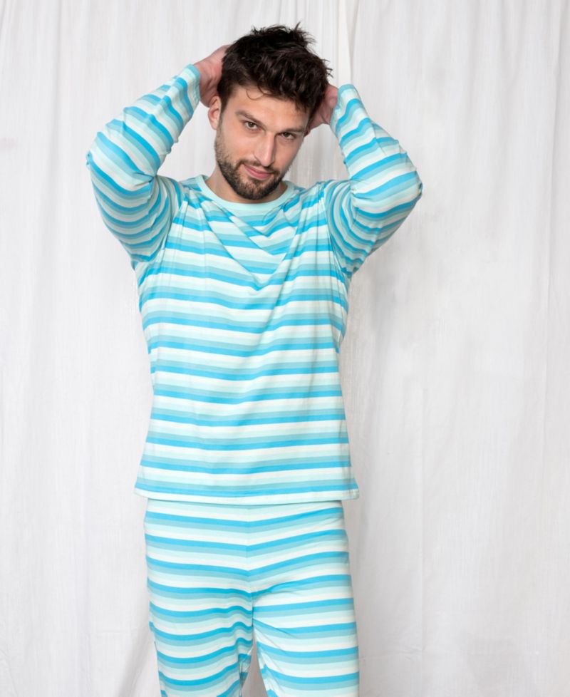 Men's Matching Family Two Piece Cotton Long Sleeve Loose Fit Pajamas