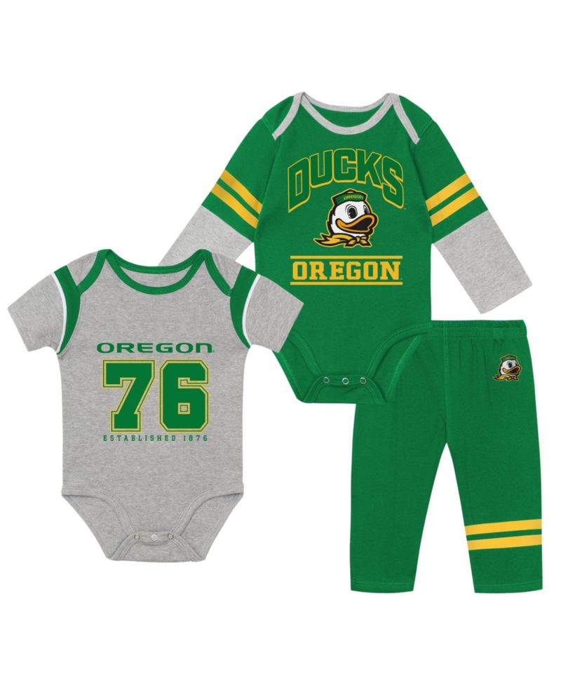 Baby Boys and Girls Oregon Ducks Double Up Three-Piece Bodysuits & Pants Set