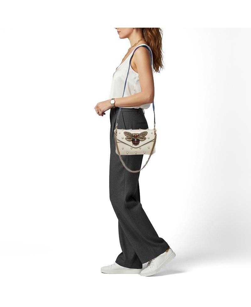 Women's Broadway Pearly Bee Mini Leather Shoulder Bag