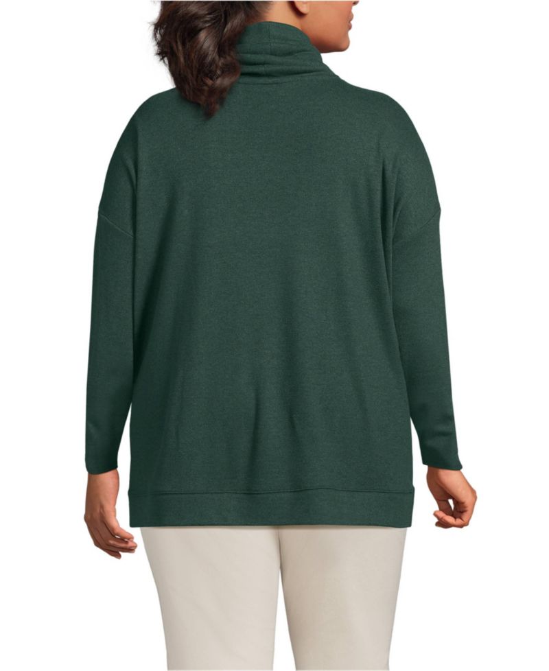 Plus Size Long Sleeve Cozy Knit Cowl Neck Tunic