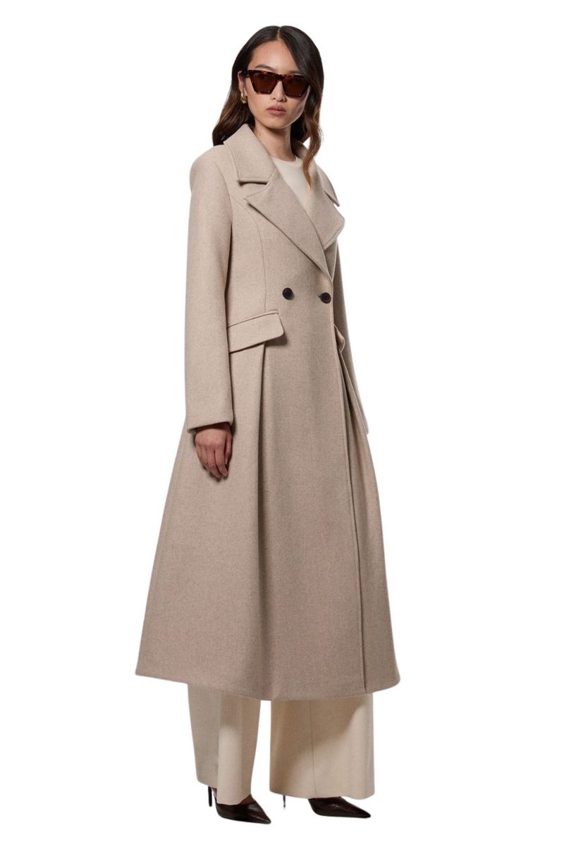 Women's Wool Tailored Flared Skirt Midi Coat