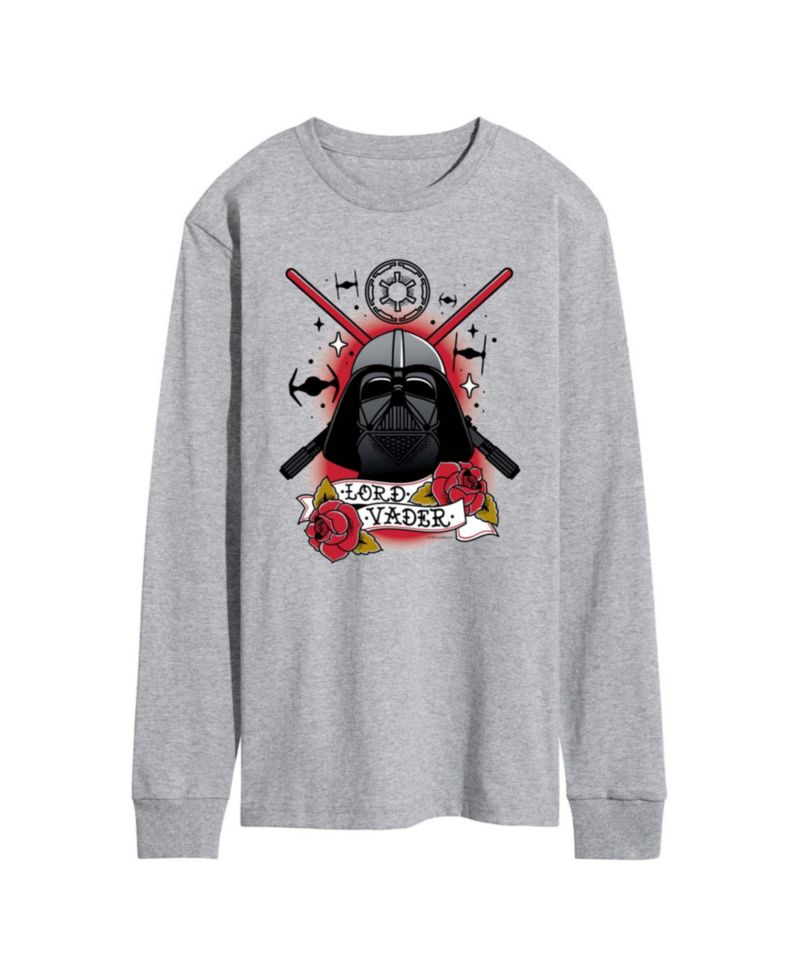 Men's Darth Vader Traditional Tattoo Long-Sleeve Graphic T-Shirt
