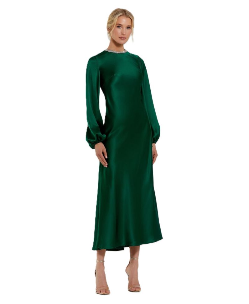 Women's High Neck Long Sleeve Crystal Detail Dress