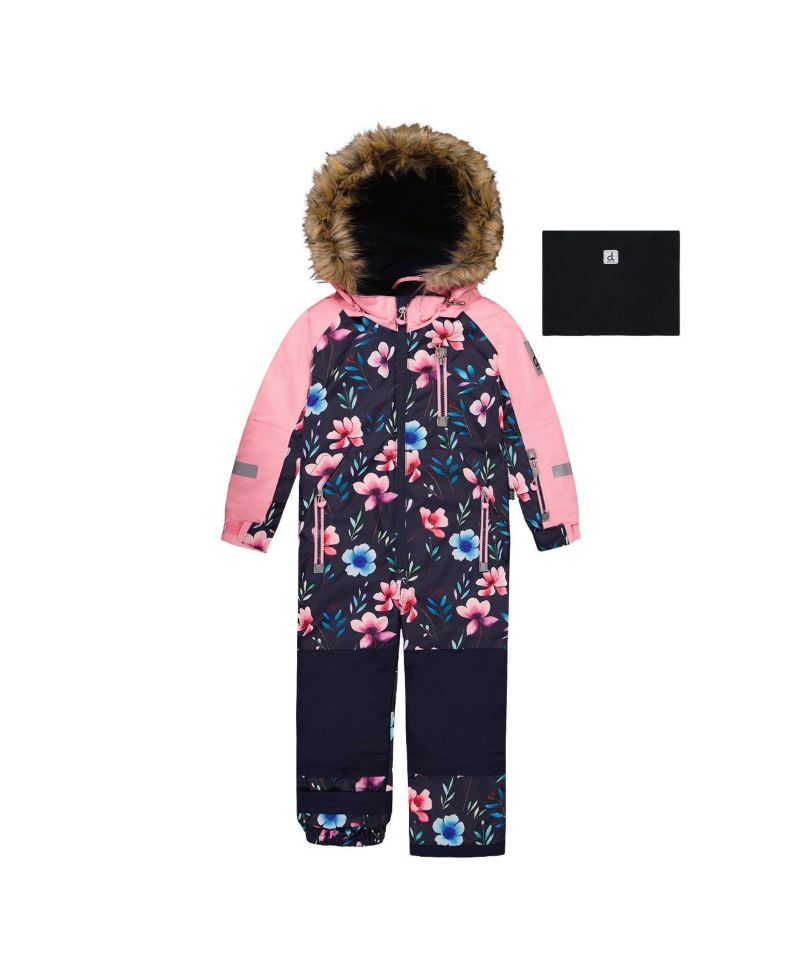 Little and Big Girl ( 6 to 14 ) One Piece Play Snowsuit Floral Print