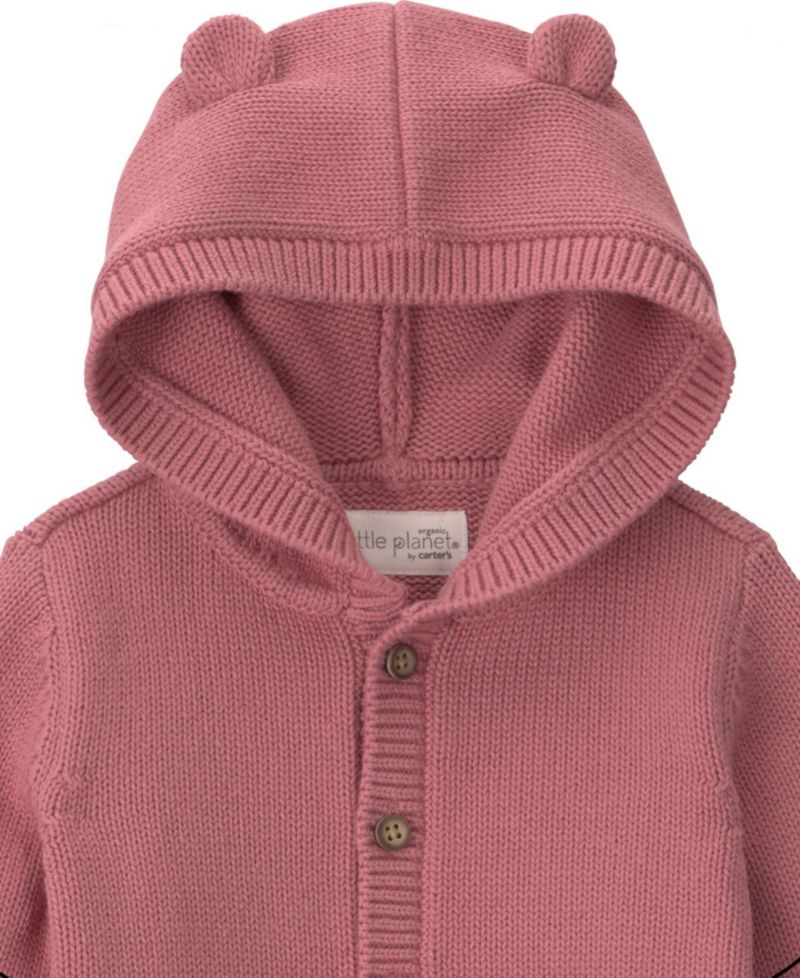 Baby Girls' Cotton Sweater Knit Hooded Cardigan and Pant Set