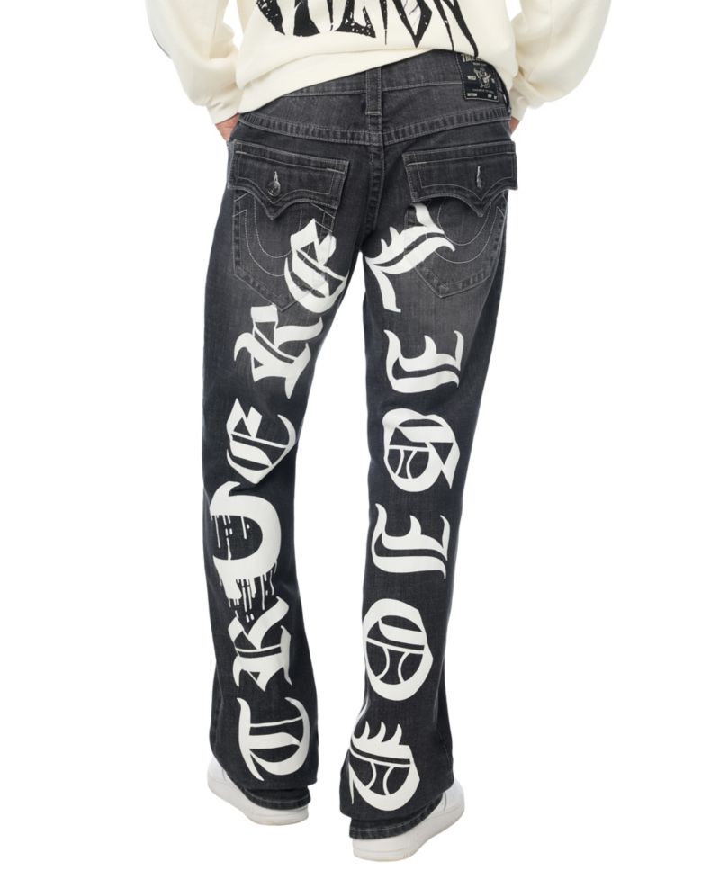 Men's Billy Graphic Flap Bootcut Dark-Wash Jeans