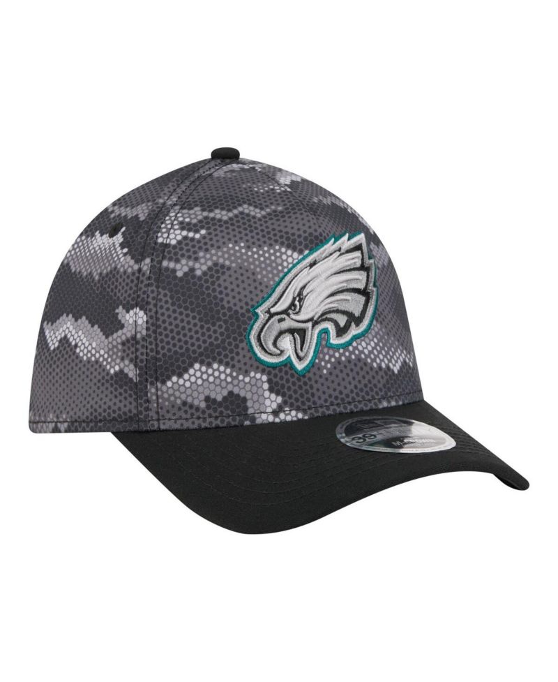 Men's Black Philadelphia Eagles Camo A-Frame 39THIRTY Flex Hat