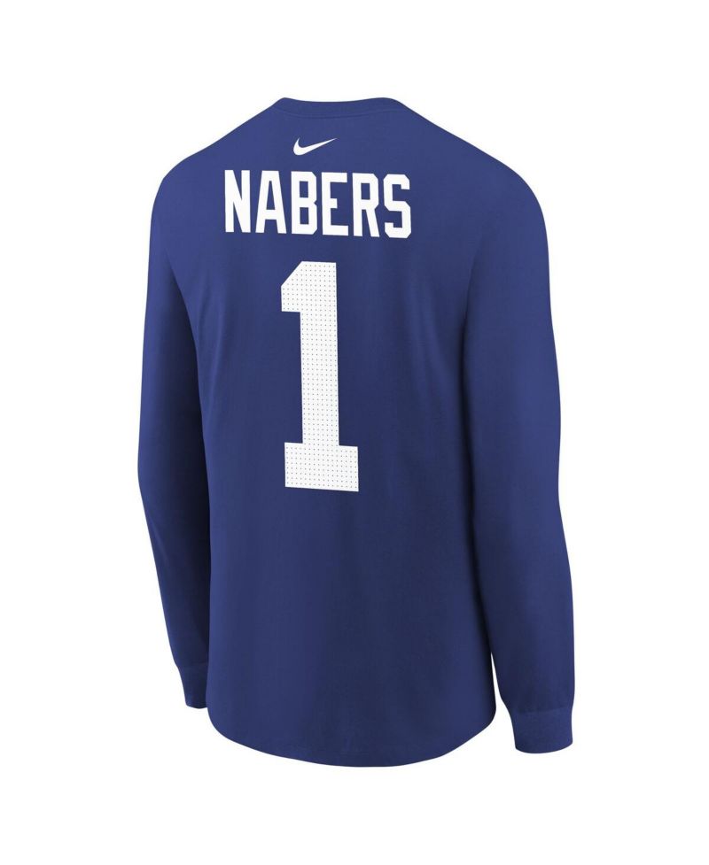 Big Boys and Girls Malik Nabers Royal New York Giants Player Name & Number Long Sleeve T-Shirt