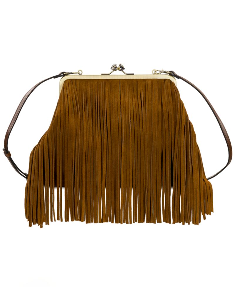 Vivienne Medium Suede Fringe Kiss-Lock Frame Handbag