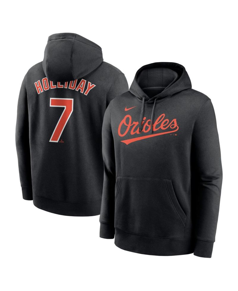 Men's Jackson Holliday Black Baltimore Orioles Player Name & Number Club Fleece Pullover Hoodie