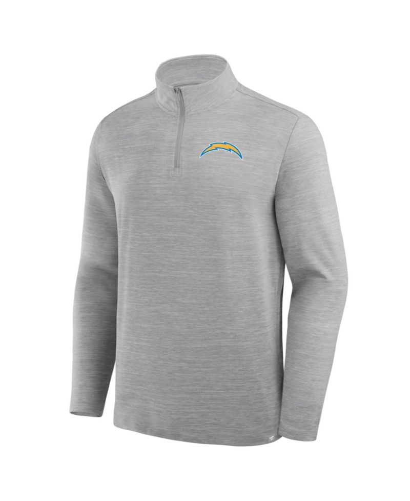 Men's Heather Gray Los Angeles Chargers Clutch Quarter-Zip Pullover Sweatshirt