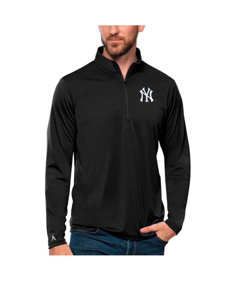 Men's Black New York Yankees Tribute Quarter-Zip Pullover Top