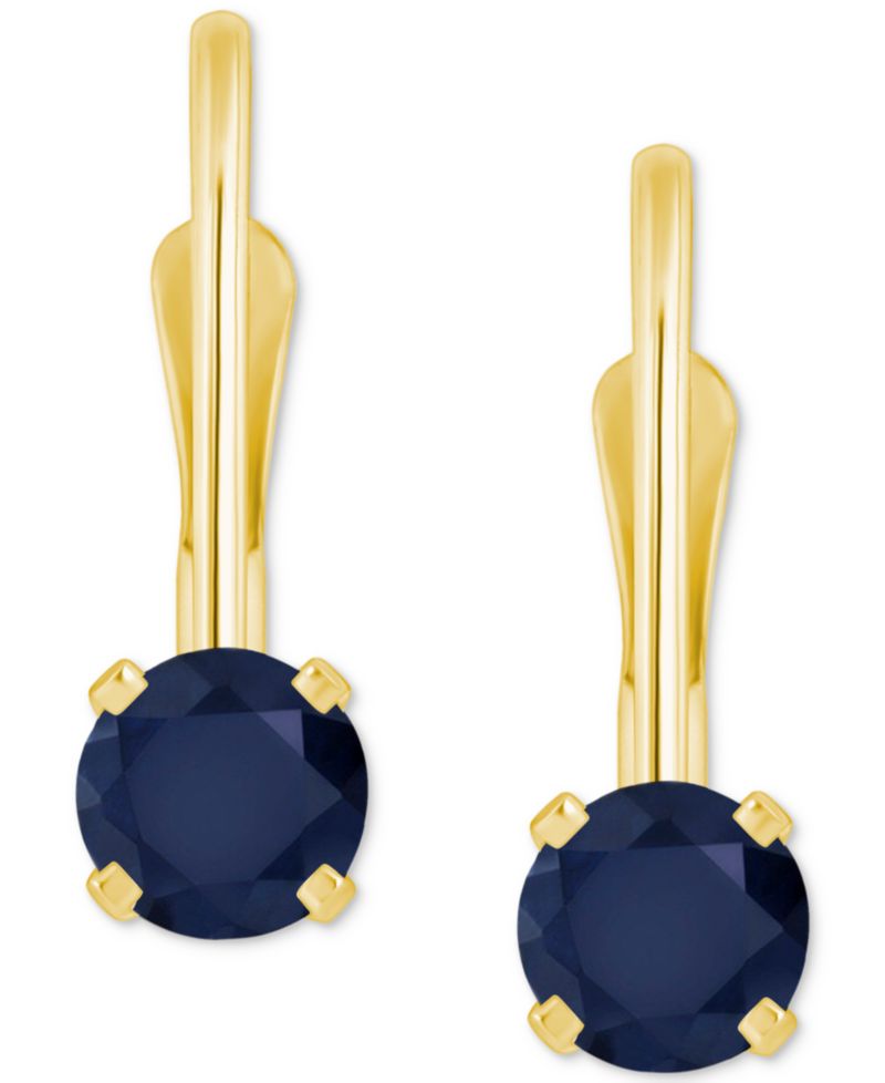 Emerald Solitaire Leverback Earrings (1/2 ct. t.w.) in 14k Gold (Also in Ruby, Sapphire, & Tanzanite)