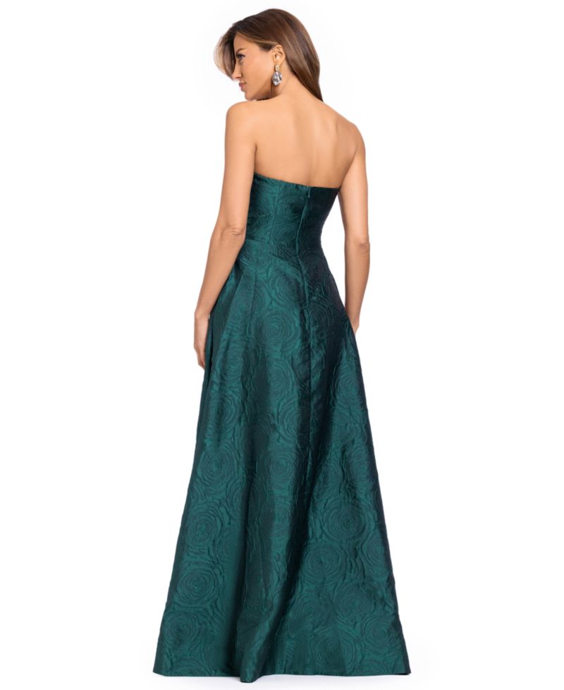 Women's Strapless Floral-Brocade Gown