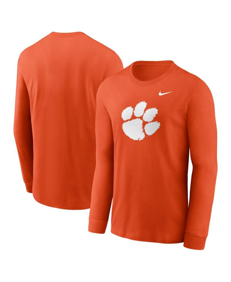 Men's Orange Clemson Tigers Primary Logo Long Sleeve T-Shirt