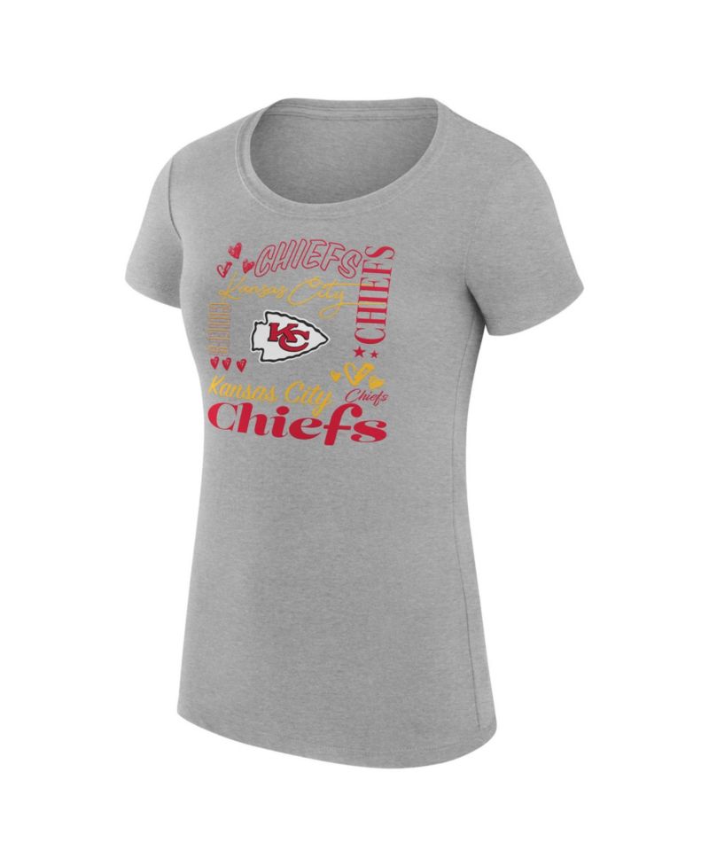 Women's Heather Gray Kansas City Chiefs Super-Slim Fit Lightweight Collage Team T-Shirt
