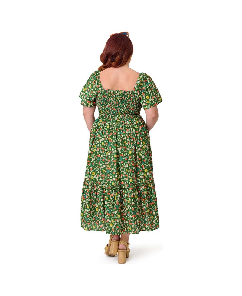Plus Size Smocked Bodice Midi Dress