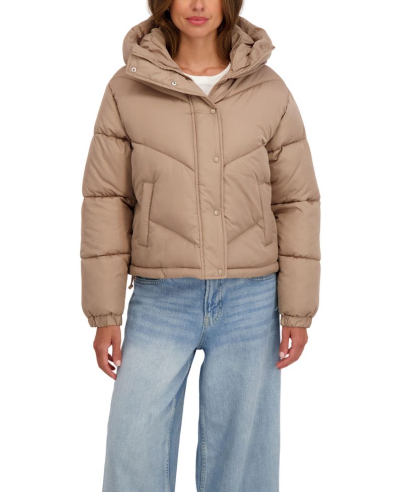 Women's Juniors' Short Hooded Puffer Jacket
