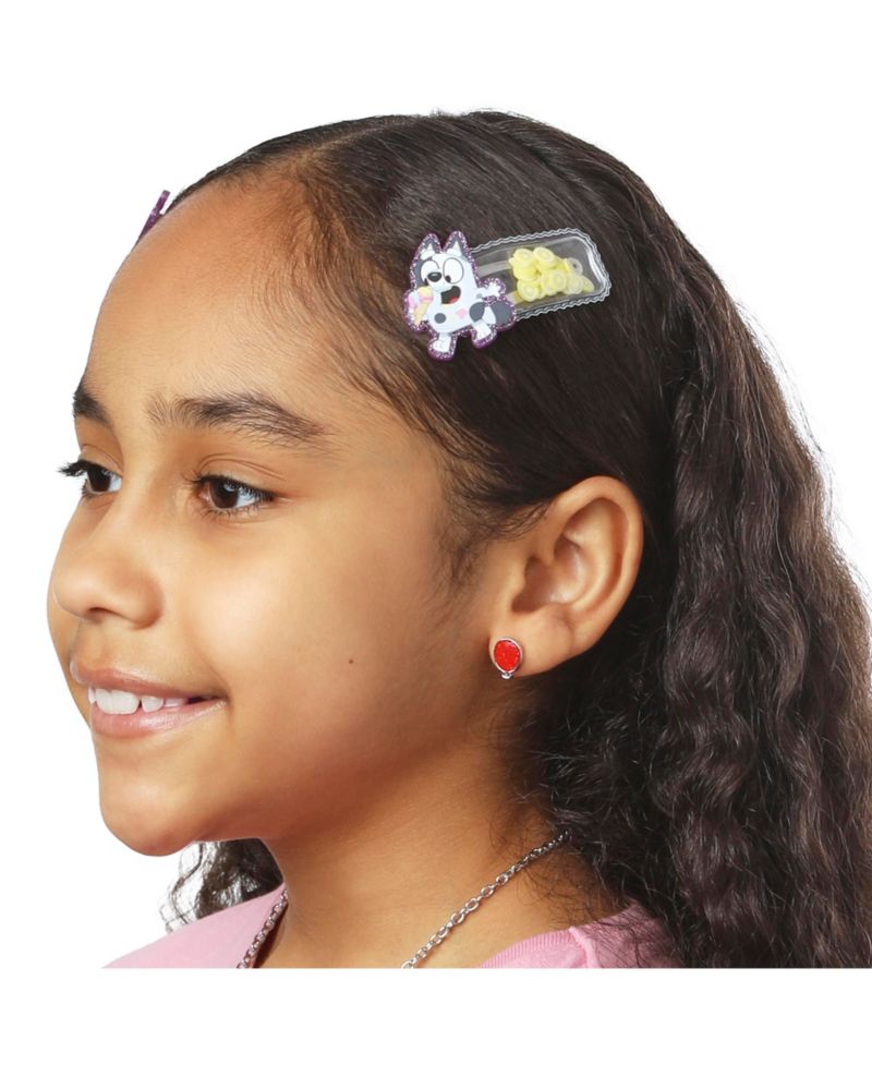 Hair Clip 6-Piece Set Official License, Snap Back Shaker Hair Clips, Bluey Accessories