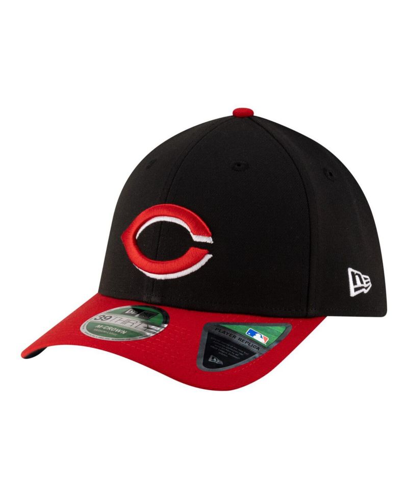 Men's Black Cincinnati Reds Player Replica 39THIRTY M-Crown Flex Hat