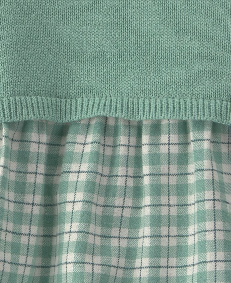 Baby Girls' Checkered Flannel Long-Sleeve Dress and Vest with Matching Bloomers