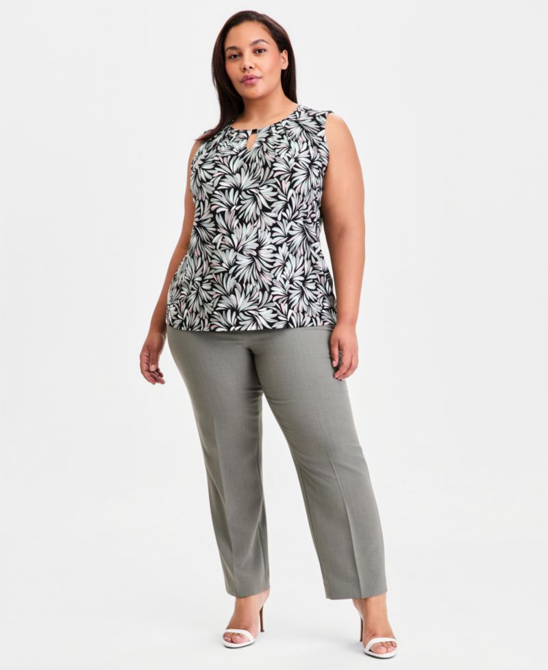 Plus Size Keyhole-Neck Sleeveless Knit Top