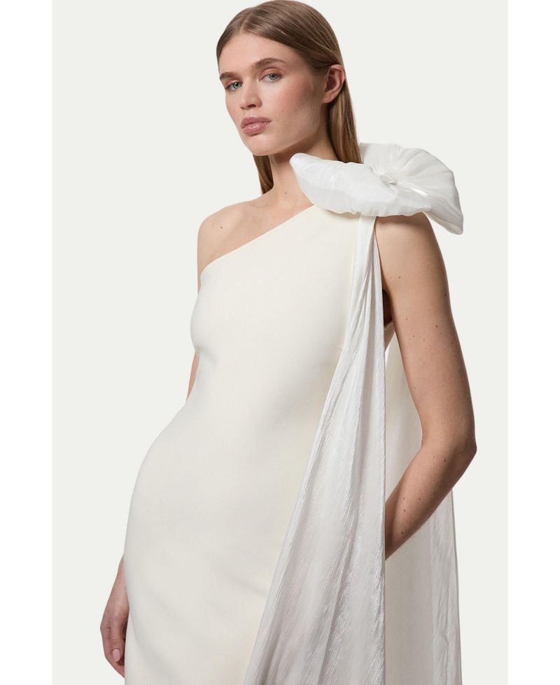 Women's Shoulder Bow Cape Detail Maxi Dress